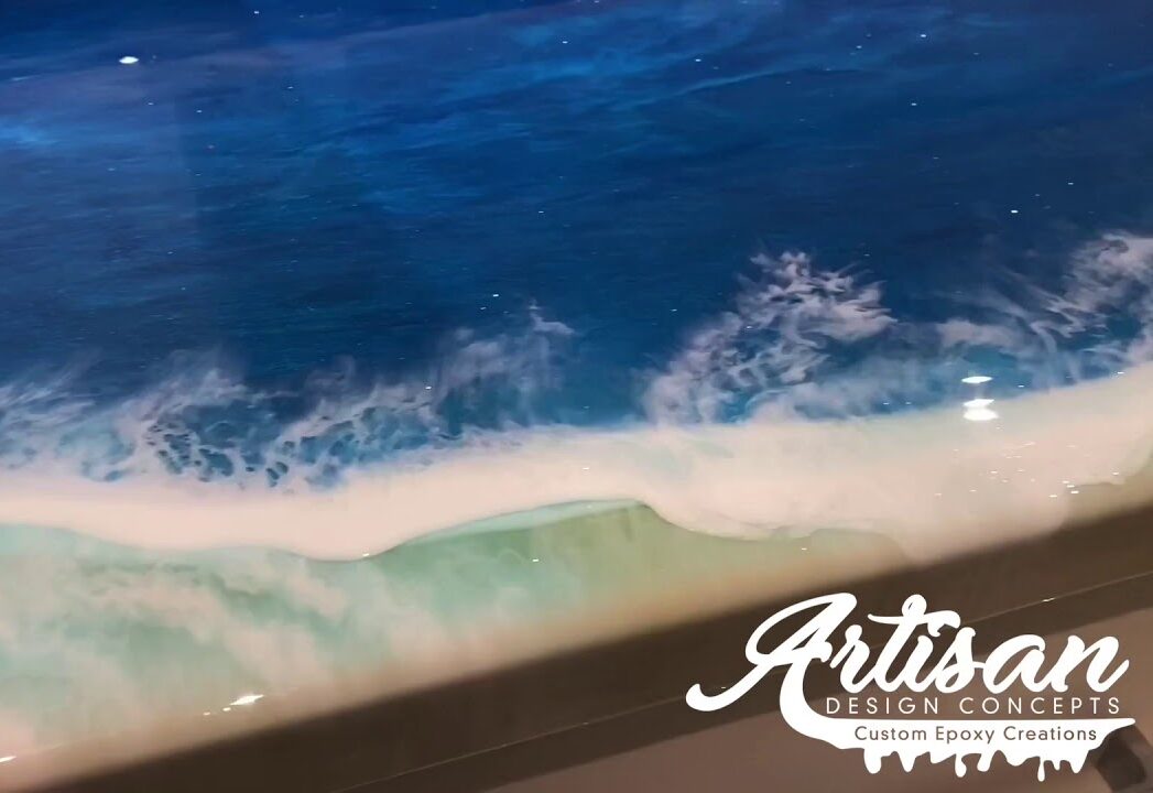 Custom Epoxy Beach Countertop: Ocean-Inspired Living