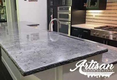 Hammered Metallic Silver: Creating a Rock Edge Epoxy Countertop