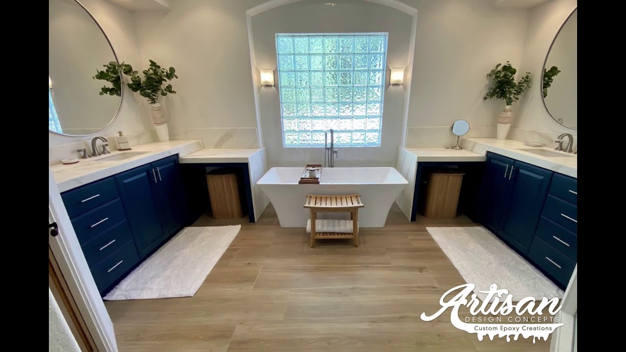 Calacatta Gold Marble Epoxy Counters | Master Bath Retreat