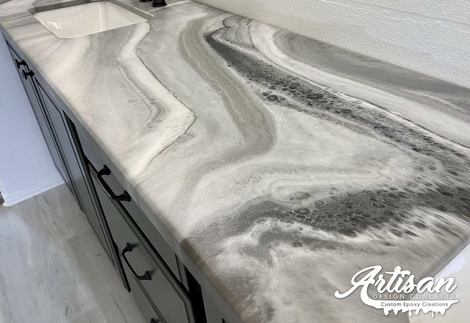 Exotic Pour on Bathroom Counters