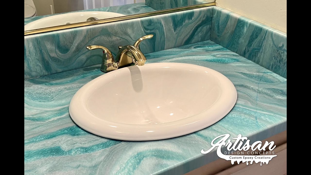 Epoxy Bathroom Counters with Color