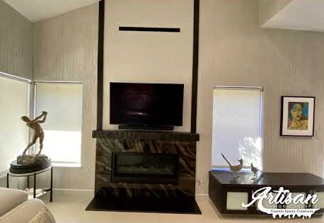 Custom Epoxy Fireplace Surround, Mantel & Hearth | Seamless Luxury in Ironwood Country Club