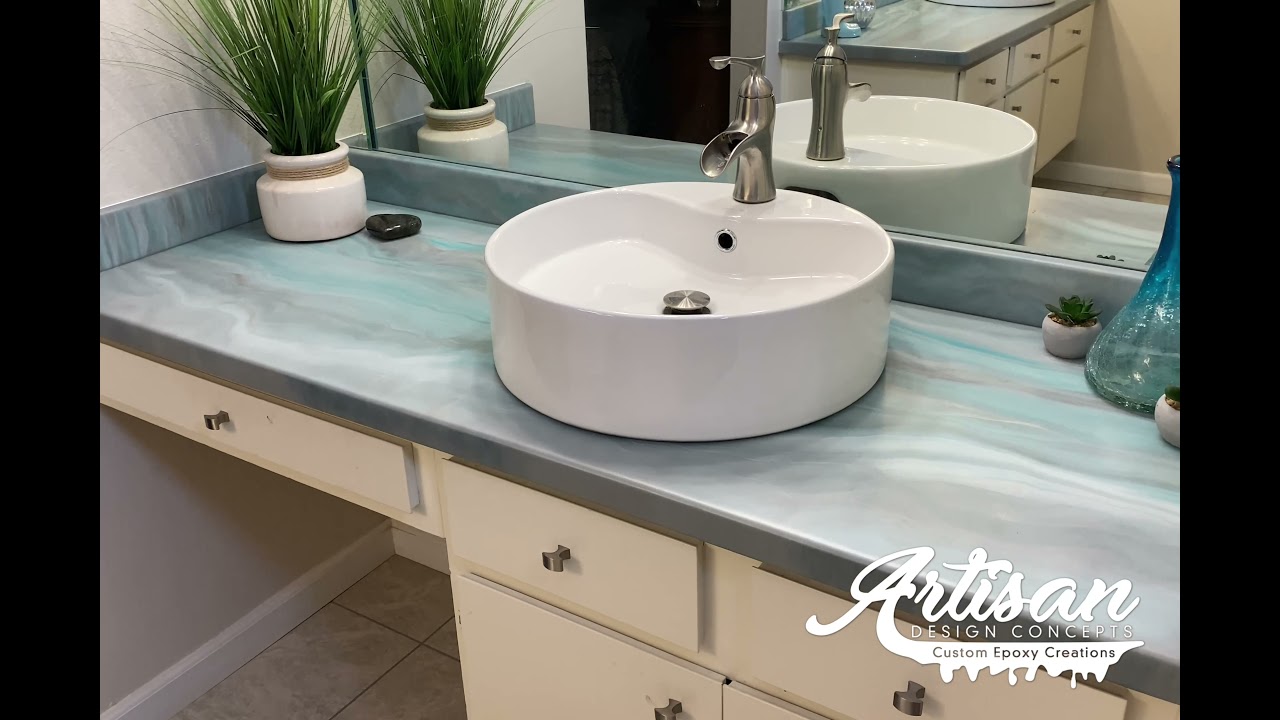Colorful Epoxy Bathroom Vanities | Palm Springs Vibes