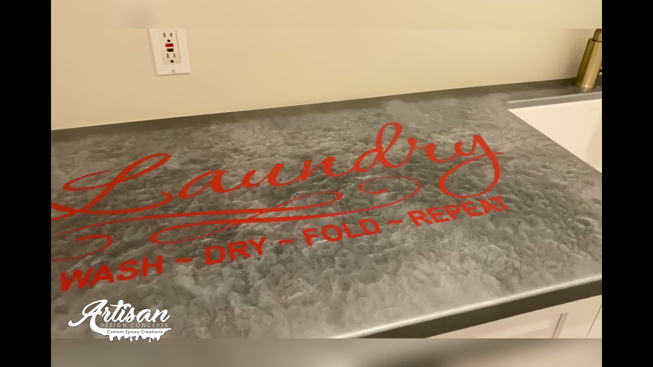 Hammered Silver Epoxy Laundry Counter | A Little Shine in the Everyday