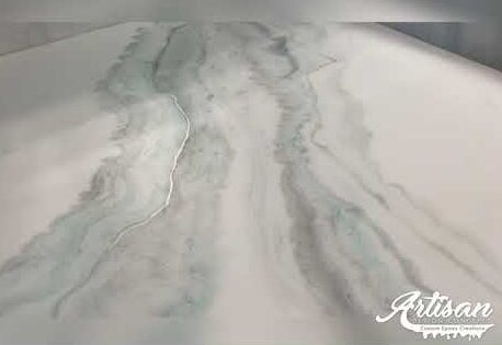 Exotic Teal & Gray Vein Vanities | Custom Epoxy Countertops