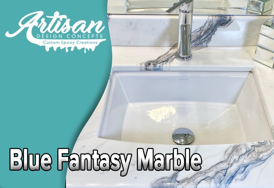 Blue Fantasy Marble Epoxy Bathroom Countertops