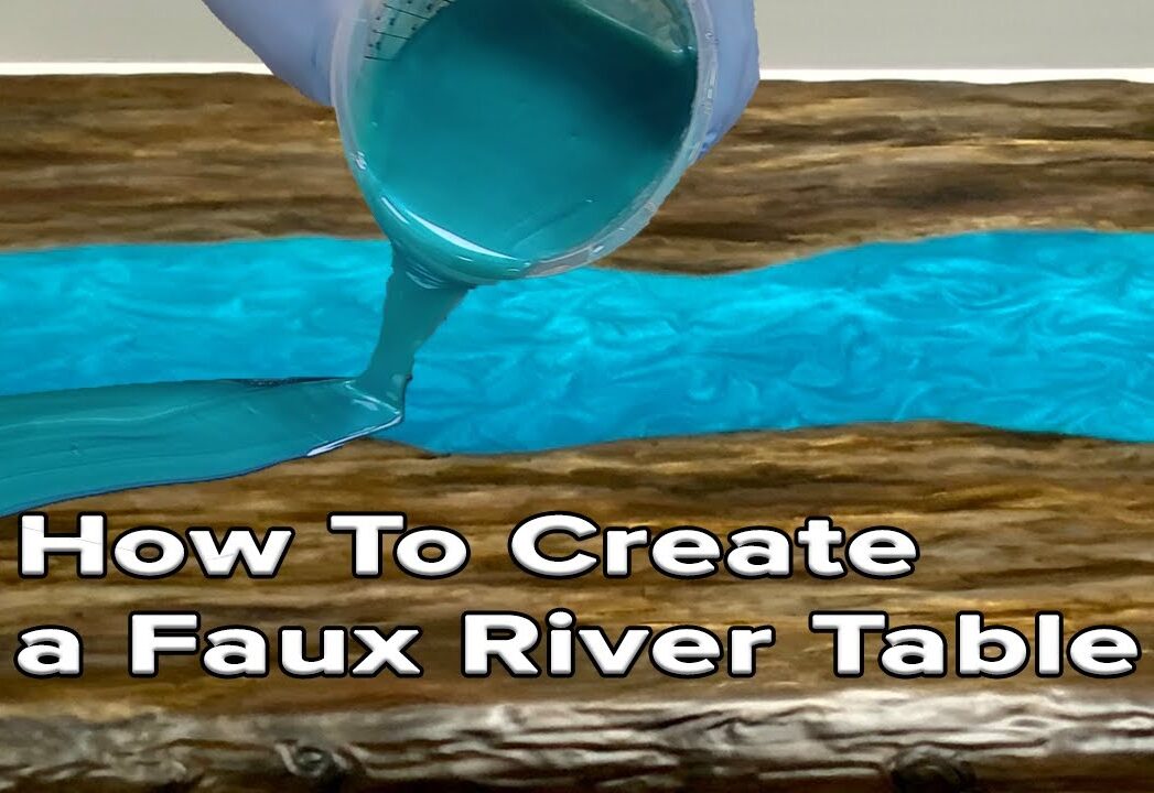 Faux Epoxy River Table with Fabricated Live Edge