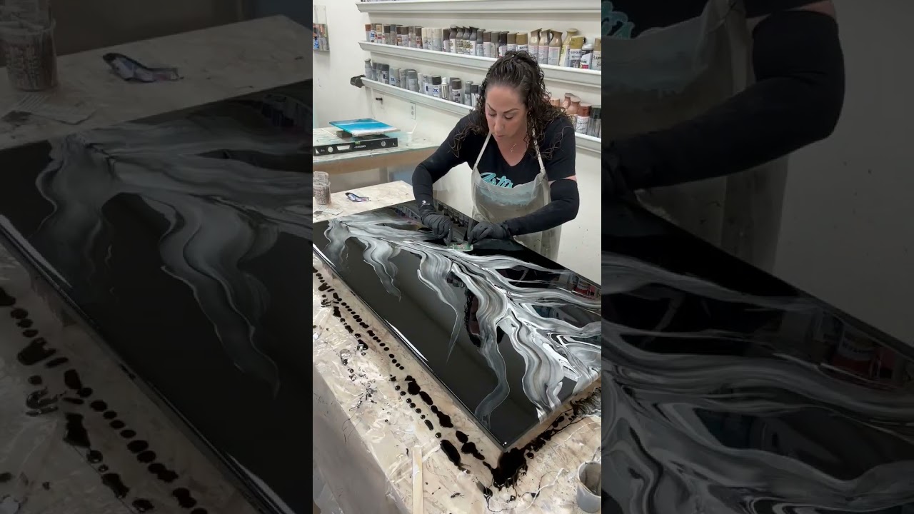 Epoxy & Magazine Paper Art – Swipe Technique | Coordinated Guest Bath Art
