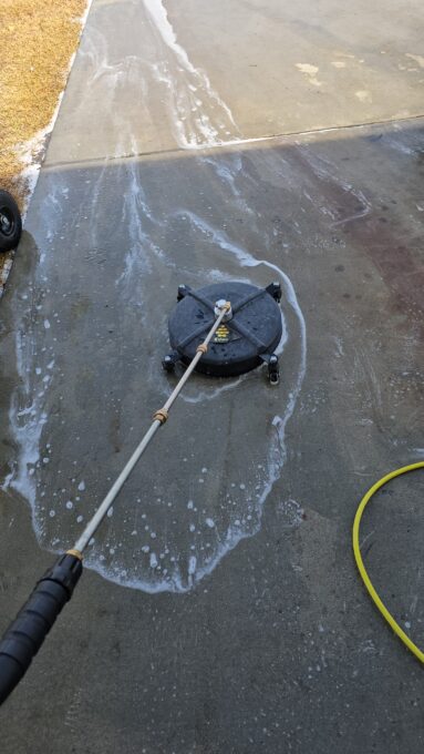 Pressure washing driveway