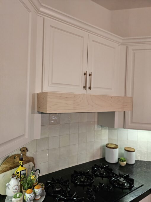 Custom range hood cover installed