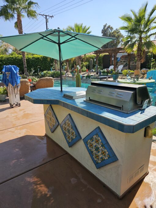 Final BBQ Tile after grouting- beautiful sunny day in the Coachella Valley!