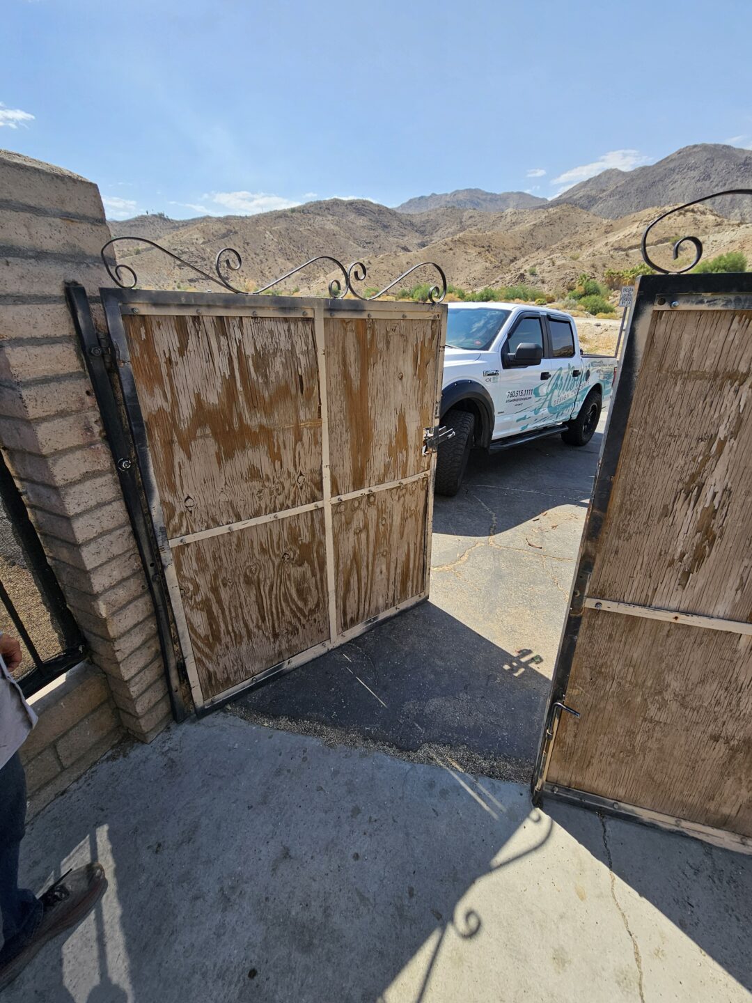 Old failing wood gate panels