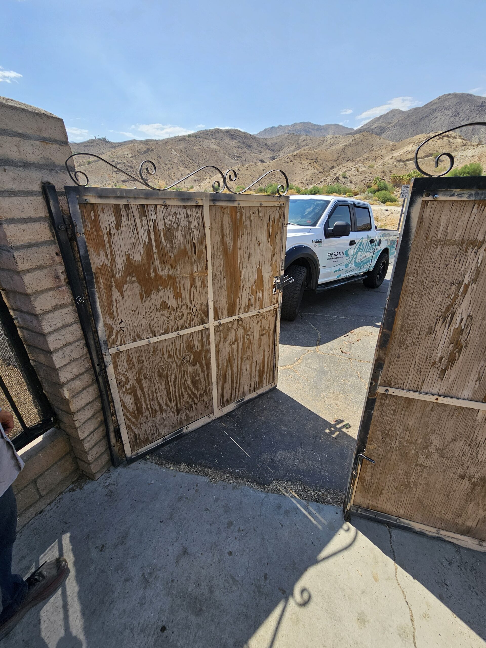 Old failing wood gate panels